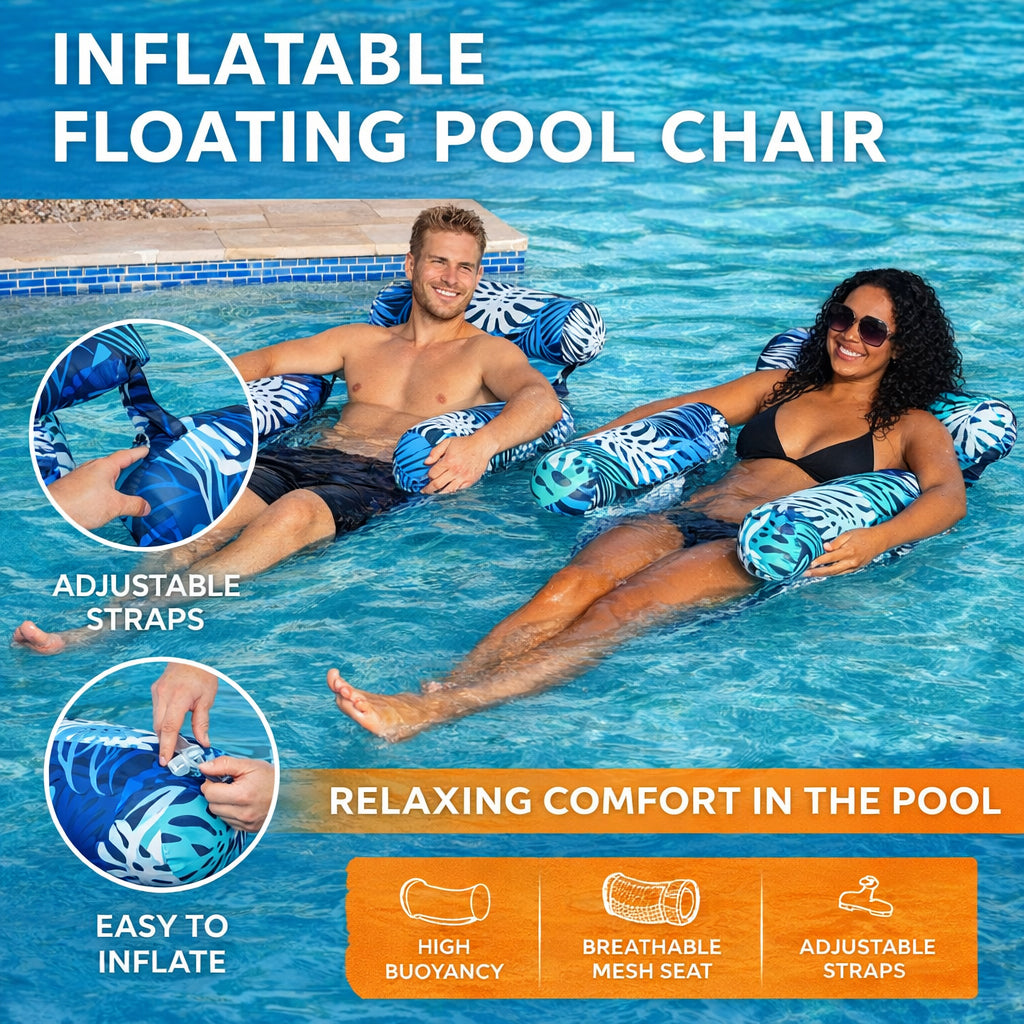 🏊 Last Day Special Price !💺 Inflatable Floating Pool Chair – Comfortable, Stable & Perfect for Relaxing on the Water 🌊