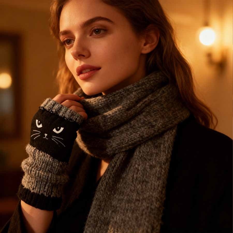 💥Buy 2 Get 1 Free — Cute Women’s Knitted Cat Gloves🐱