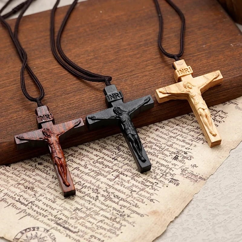 ✝️100% Handmade Jesus Cross Wooden Necklace(Handmade)