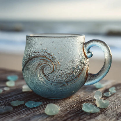 🔥 Unique Handcrafted Sea Glass Ocean Wave Mug🎁