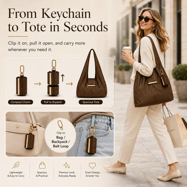 👜Foldable Bag Charm & Reusable Tote